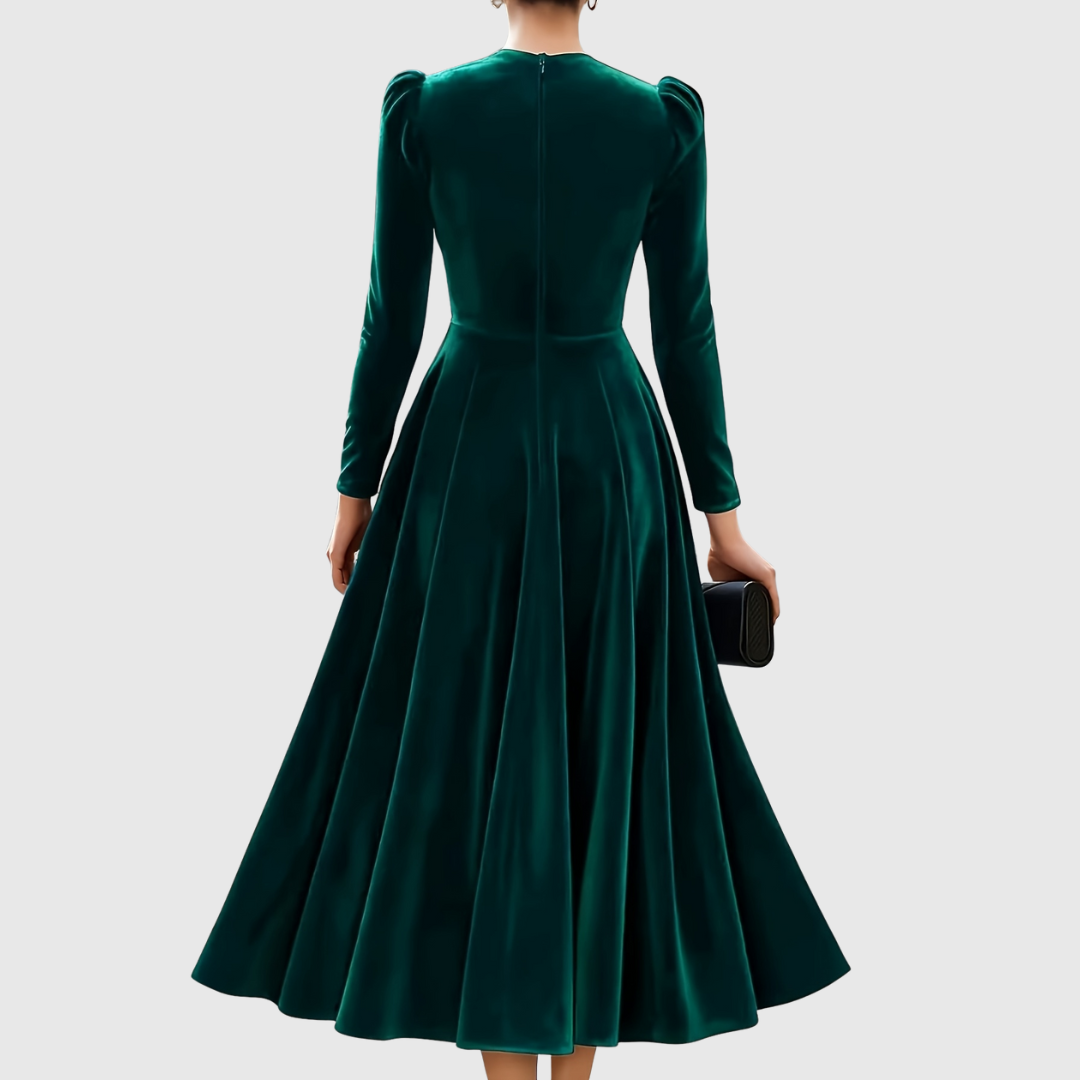 Macarena | Vestido Elegante de Invitada Azul Marino y Burdeos