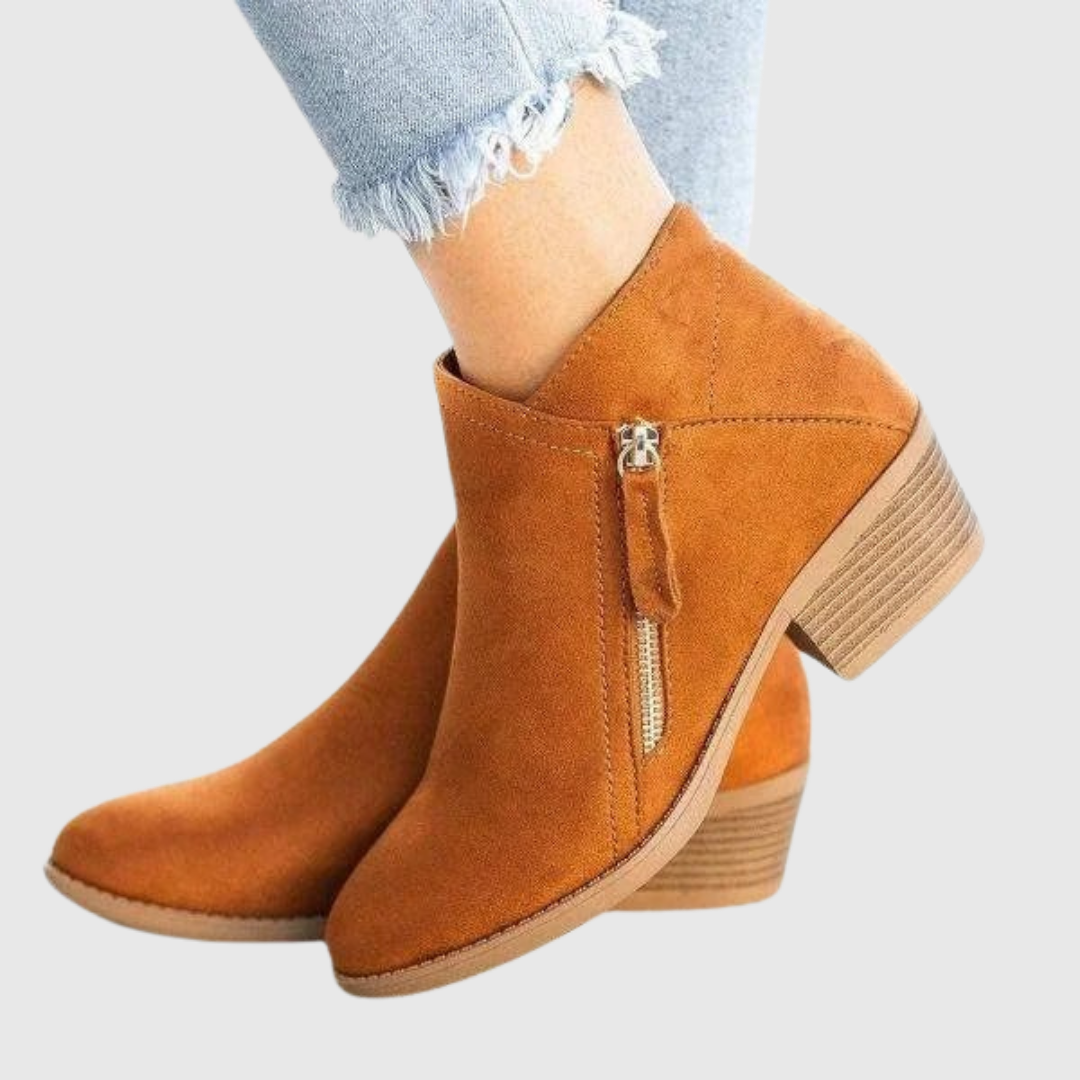 Aitana | Botines de Piel con Cremallera Lateral