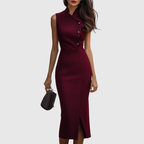 Cayetana | Vestido Midi sin Mangas Burdeos