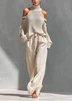 Julia | Conjunto de Top de Hombros Descubiertos y Pantalón Ancho