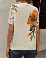 Blusa de punto con cuello en V y estampado floral