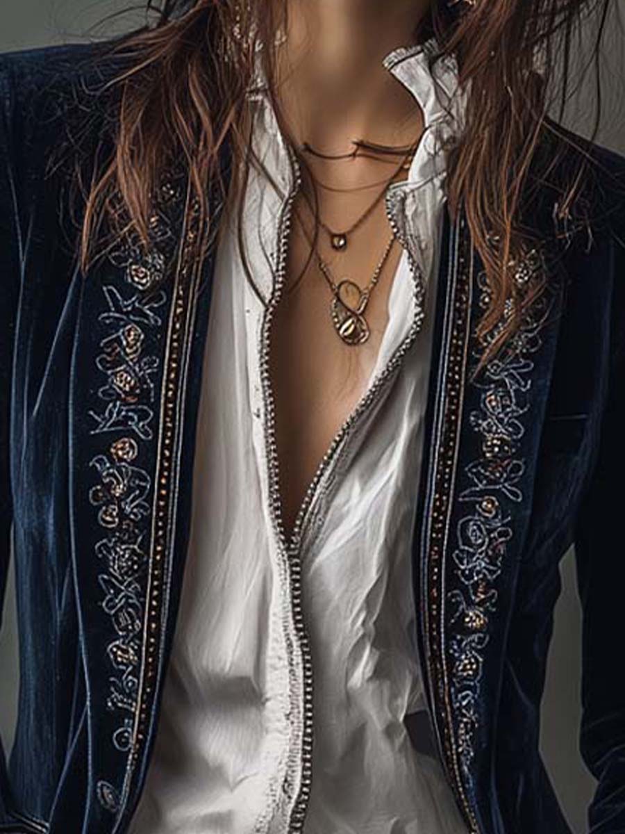 Atenea | Chaqueta Larga Bordada Vintage