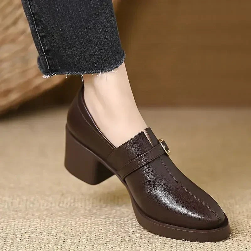 Celina | Zapatos de Tacón Ancho de Piel