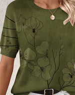Blusa estampada de manga corta y cuello redondo