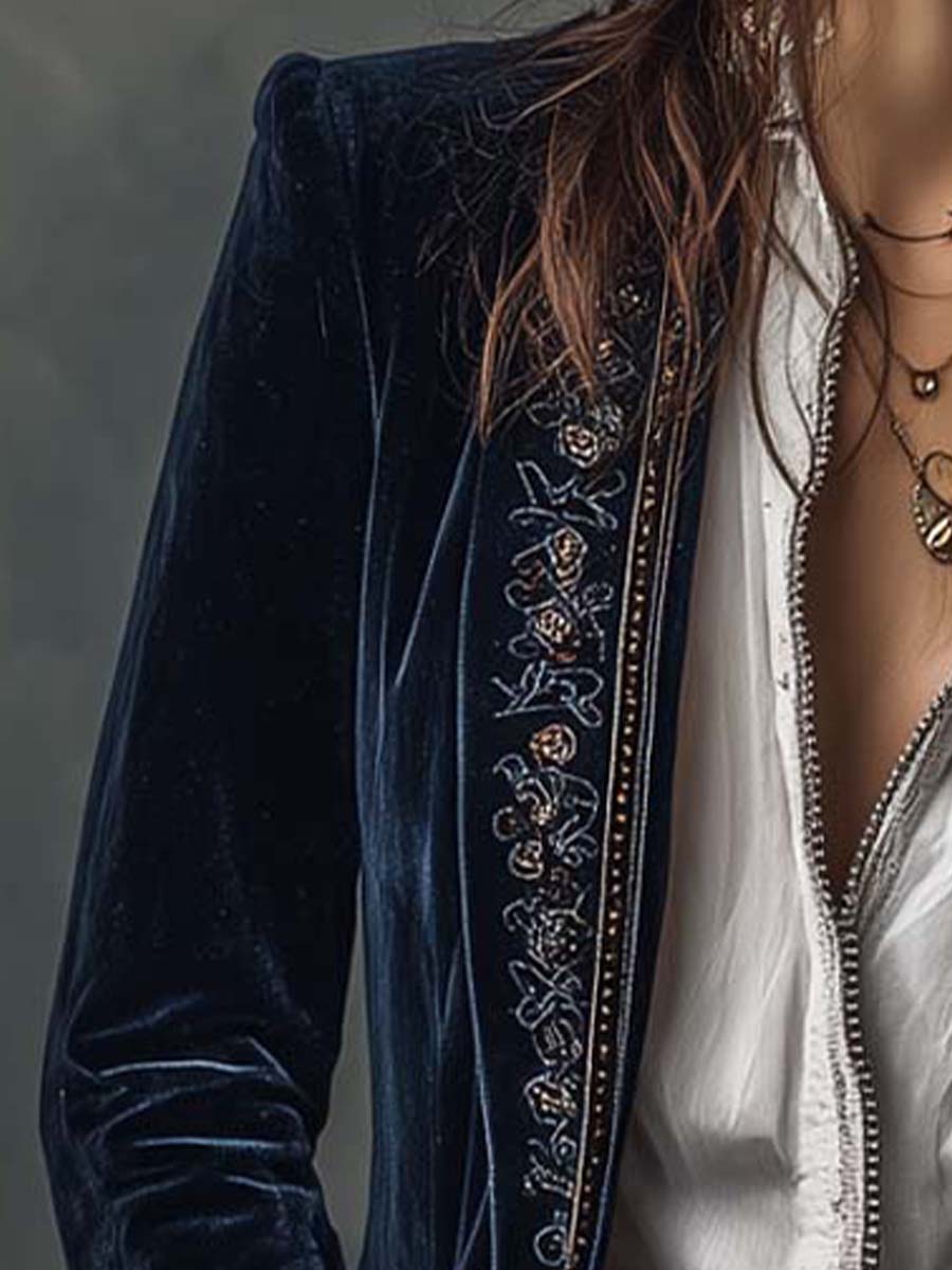 Atenea | Chaqueta Larga Bordada Vintage