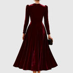 Macarena | Vestido Elegante de Invitada Azul Marino y Burdeos