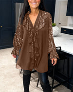 Blusa amplia lisa con volantes