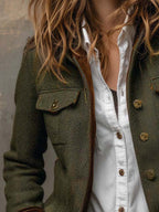 Honorina | Blazer Vintage de Espiga con Ribetes en Contraste