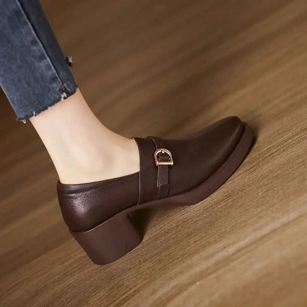 Celina | Zapatos de Tacón Ancho de Piel