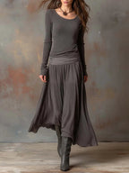 Adela | Conjunto Retro Gris de Canalé Elástico Entallado
