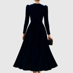 Macarena | Vestido Elegante de Invitada Azul Marino y Burdeos