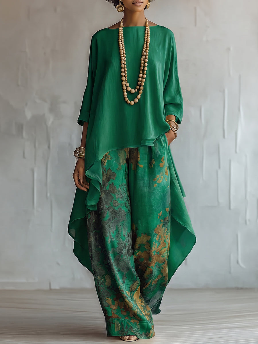 Ivana | Conjunto de Blusa y Pantalón Ancho Estampado Floral