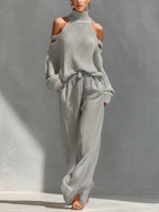 Julia | Conjunto de Top de Hombros Descubiertos y Pantalón Ancho