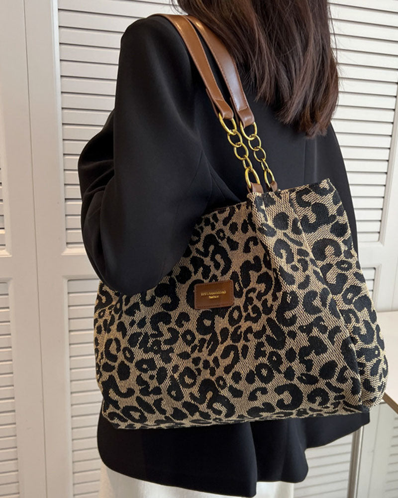 Leopard print shoulder bag