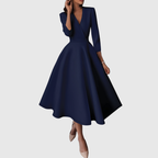 Blanca | Vestido Midi Entallado de Talle Alto con Detalles Románticos