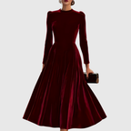 Macarena | Vestido Elegante de Invitada Azul Marino y Burdeos