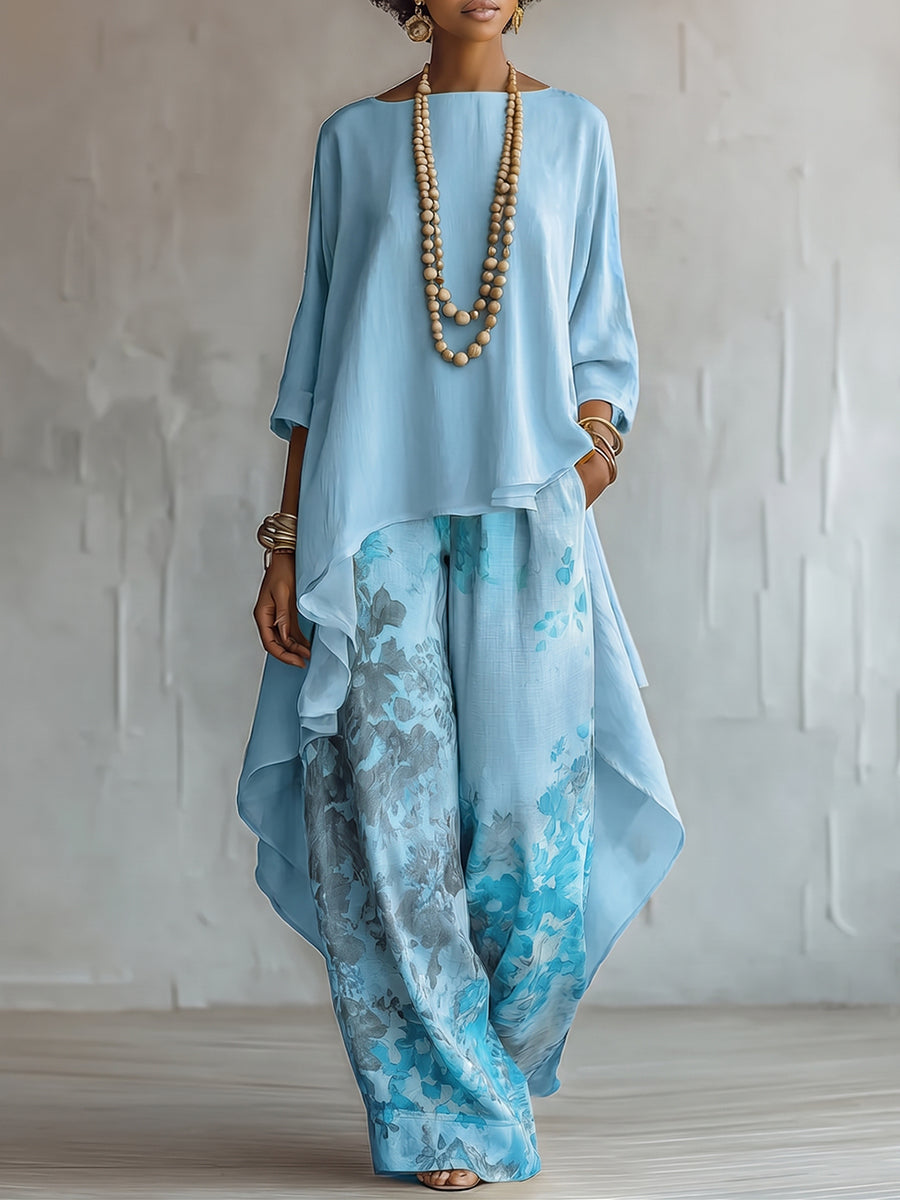 Ivana | Conjunto de Blusa y Pantalón Ancho Estampado Floral
