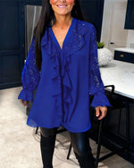 Blusa amplia lisa con volantes