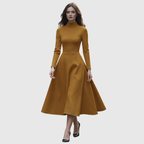 Celia | Vestido Evasé de Cuello Alto y Manga Larga