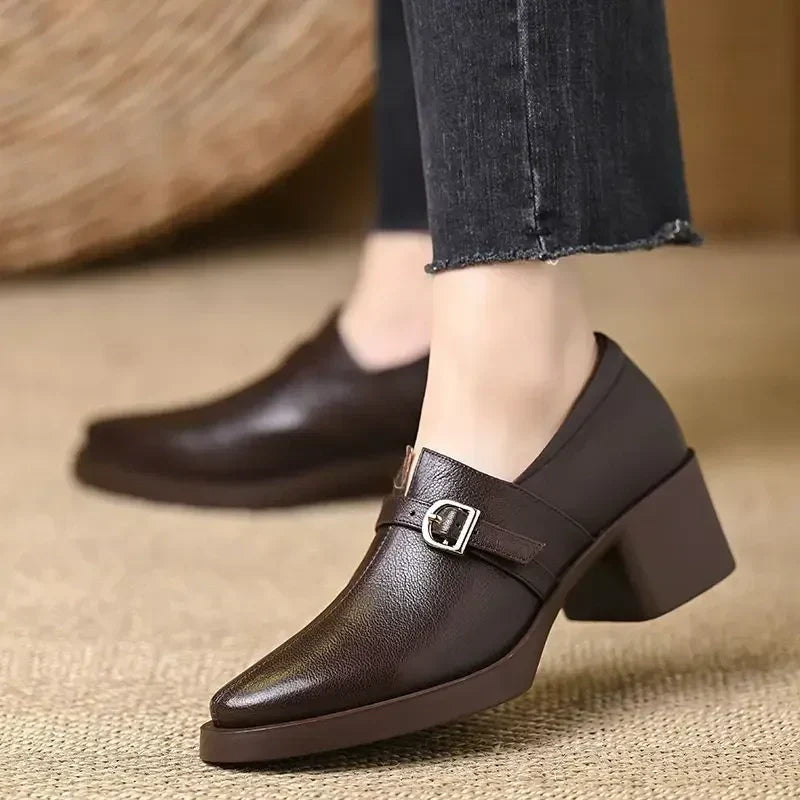 Celina | Zapatos de Tacón Ancho de Piel