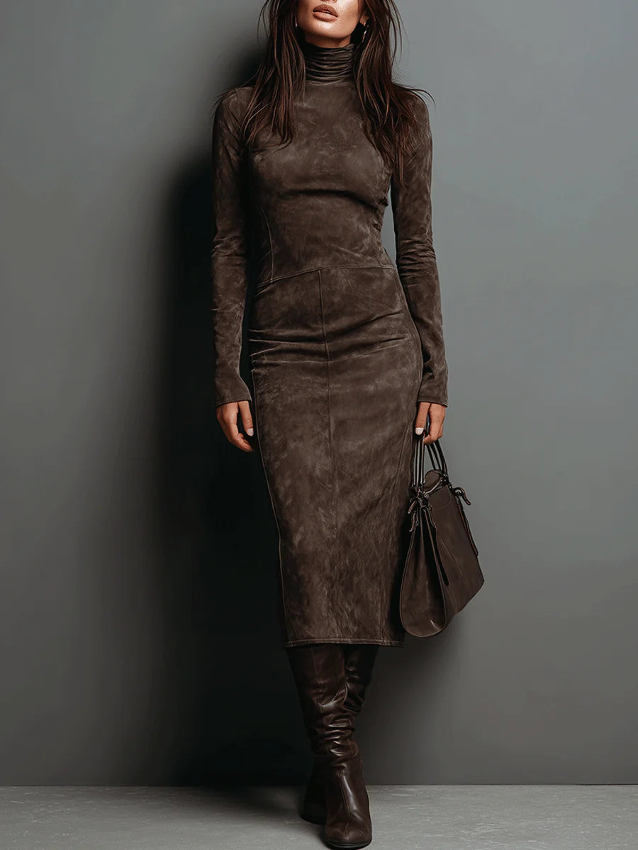 Fiorella | Vestido Midi de Cuello Alto Entallado