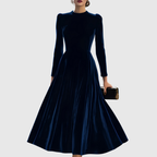 Macarena | Vestido Elegante de Invitada Azul Marino y Burdeos
