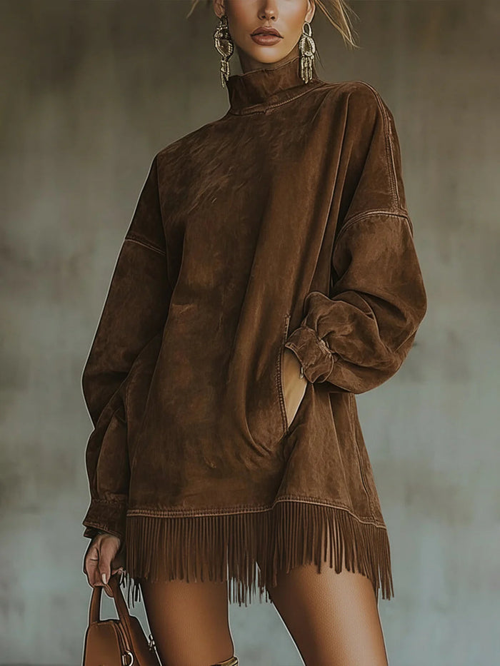Susanna | Vestido de Cuello Alto con Flecos