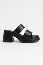 Carla | Sandalias de Piel de Becerro con Tacón Ancho Alto