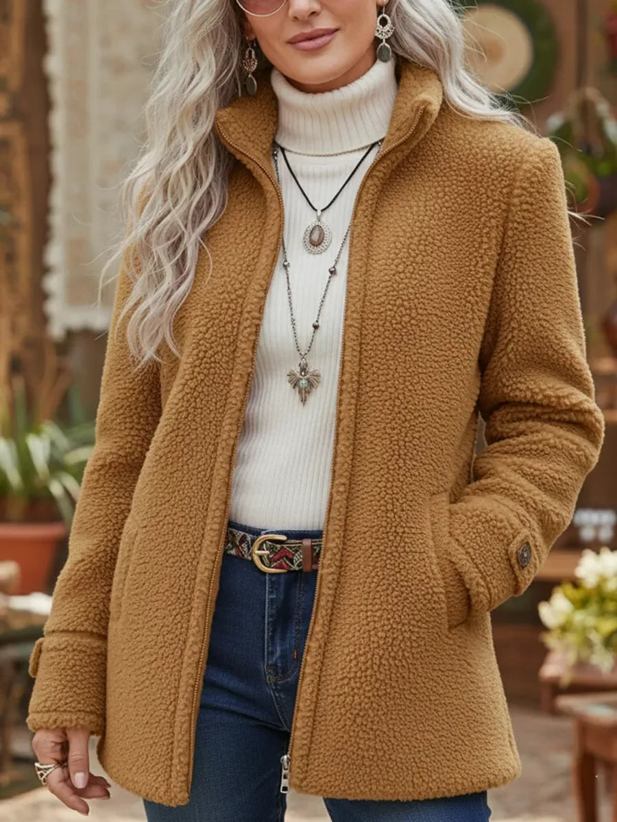Valentina | Chaqueta de Borreguito con Cremallera Completa