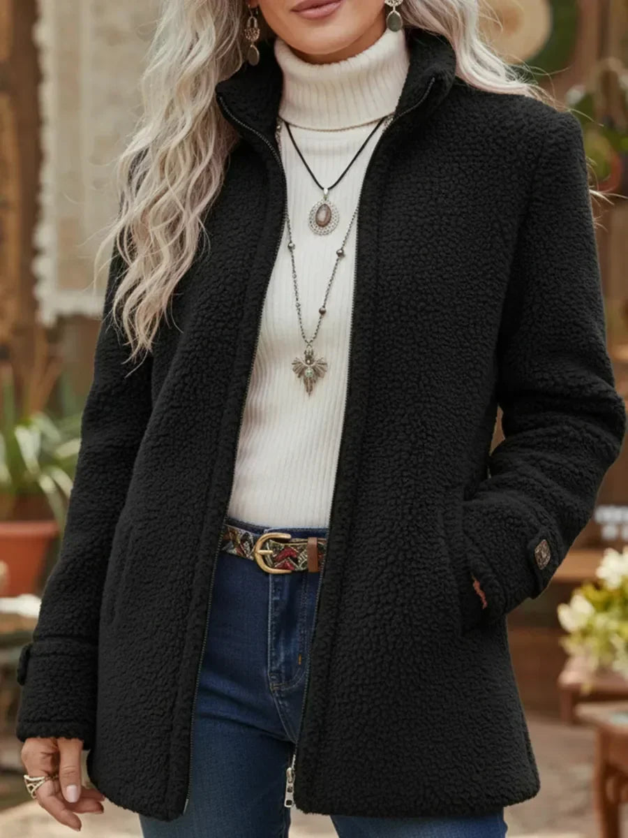Valentina | Chaqueta de Borreguito con Cremallera Completa