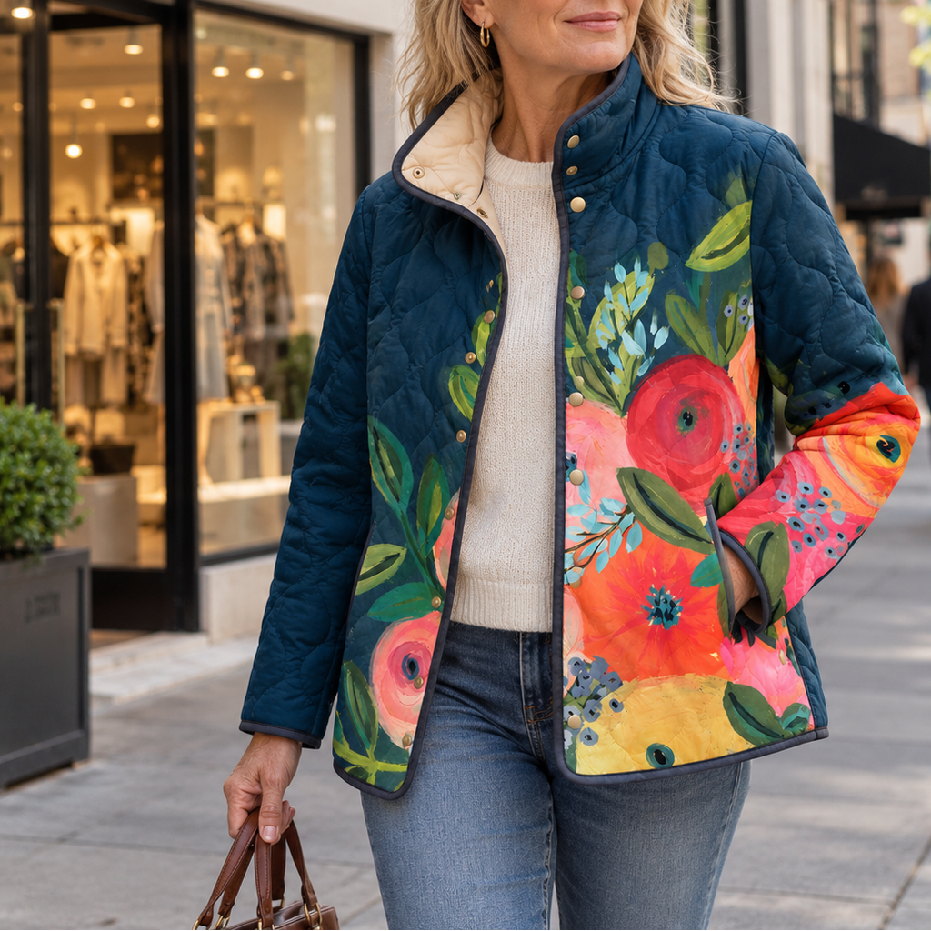 Amaia | Chaqueta Acolchada con Estampado Floral Vintage
