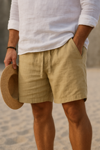 Leo | Pantalón Corto Elegante de Lino con Cintura Elástica
