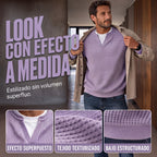Honeycomb knit sweater with layered design