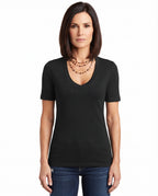 Deep V-neck plain T-shirt