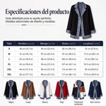 Chaqueta de punto acanalado con paneles de denim para mujer