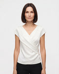 Women's fitted short-sleeve V-neck blouse