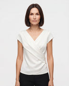 Women's fitted short-sleeve V-neck blouse