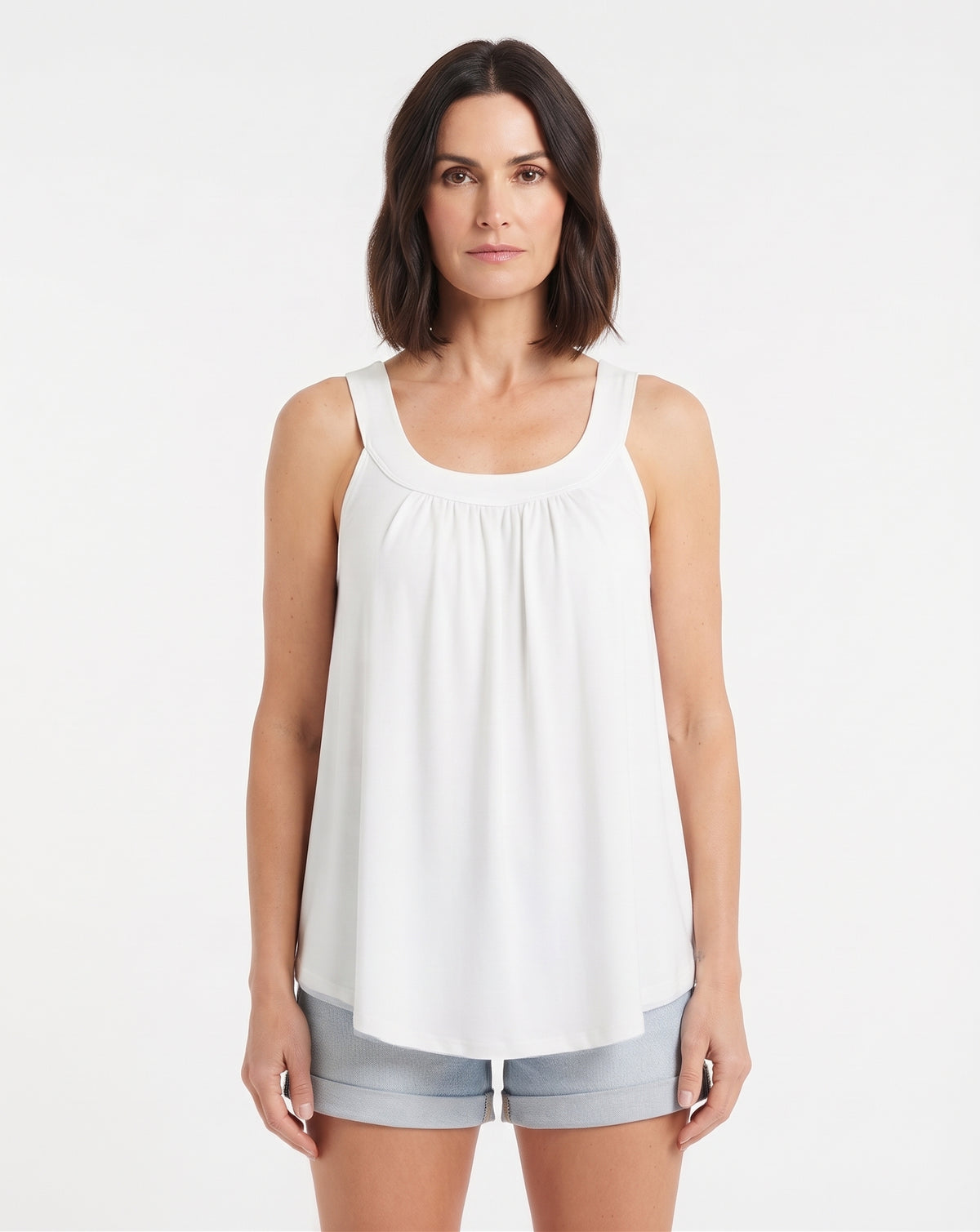 Conjunto de camiseta de tirantes lisa plisada