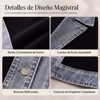 Women's ribbed knit jacket with denim panels