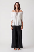 Alba | White off-the-shoulder set with lantern pants
