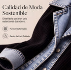 Women's ribbed knit jacket with denim panels