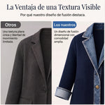 Chaqueta de punto acanalado con paneles de denim para mujer