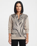 Printed casual zip-up sweater
