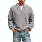 Honeycomb knit sweater with layered design