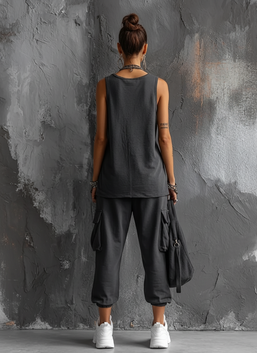 Patricia | Conjunto de Top sin Mangas y Pantalón Jogger Cargo