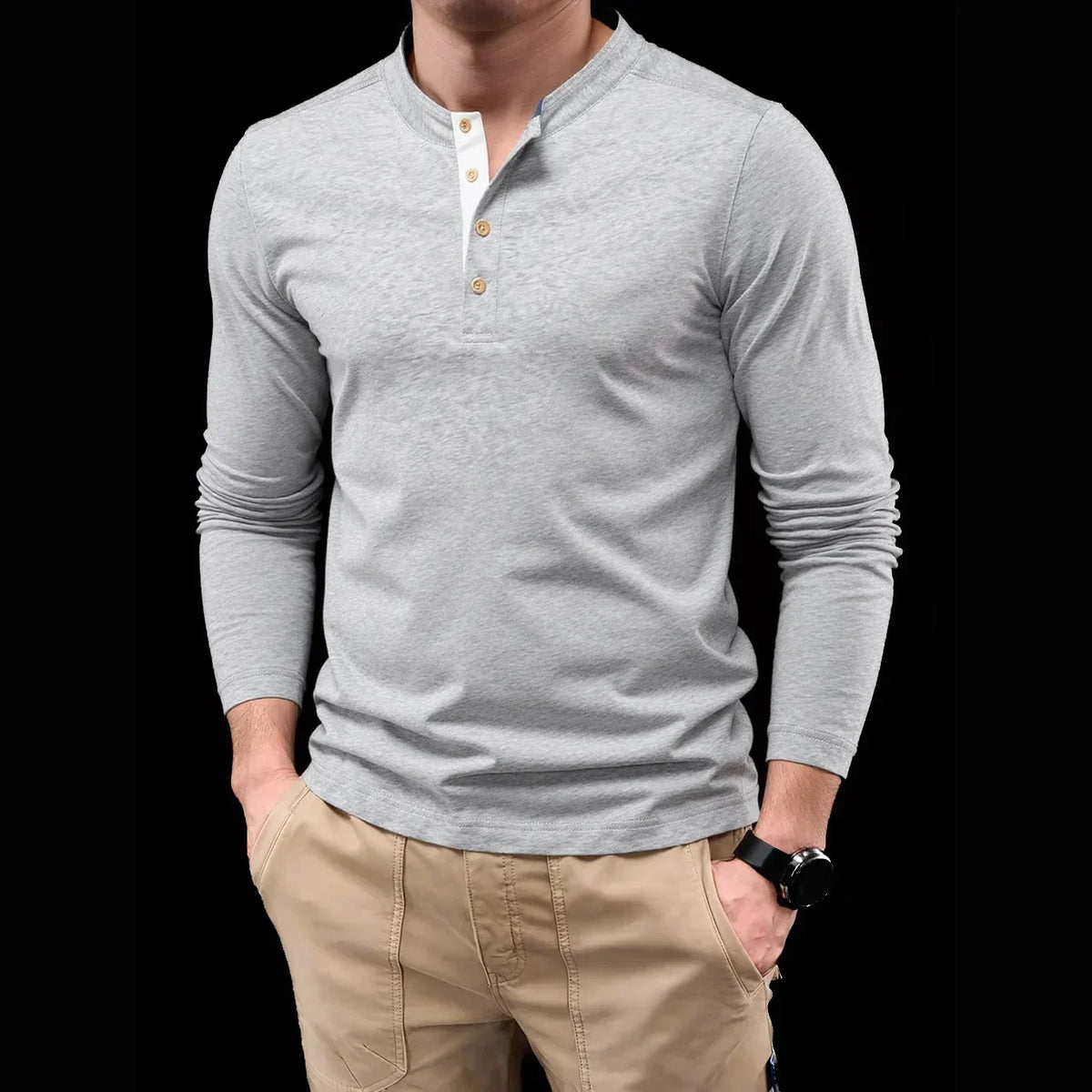 Jonás | Camisa Henley de Manga Larga para Hombre
