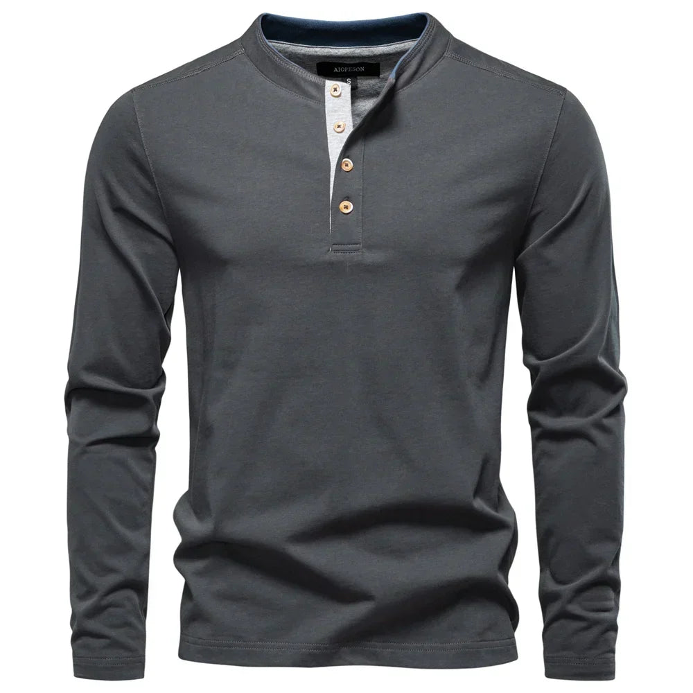 Jonás | Camisa Henley de Manga Larga para Hombre