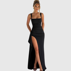 Eva | Vestido Largo Lencero de Fiesta con Espalda Abierta