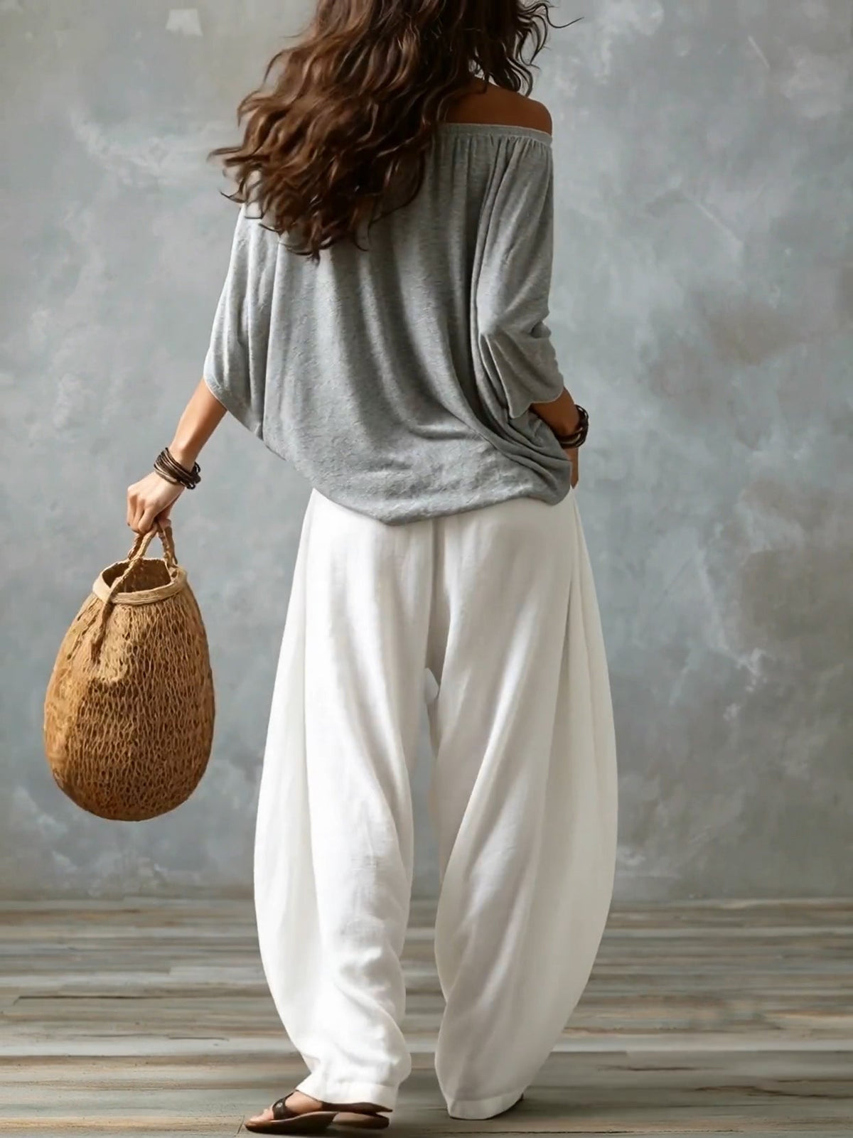 Luisa | Conjunto de Top con Hombros Descubiertos y Pantalón Ancho