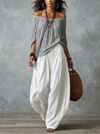 Luisa | Conjunto de Top con Hombros Descubiertos y Pantalón Ancho